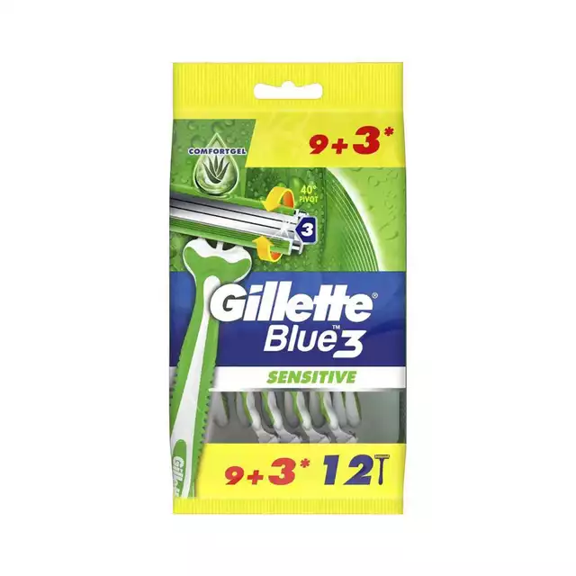 Gillette Blue3 Sensitive Disposable Razors - 9+3 Pieces Preview Image