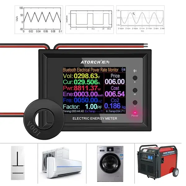 AT24C 100A 2.4 inch Digital Multimeter Voltmeter Meters Indicator AC Voltmeter and Auto-Fast Accurately Measures Power Energy Ammeter Current Amps Volt Wattmeter Tester Detector Image 5 Preview