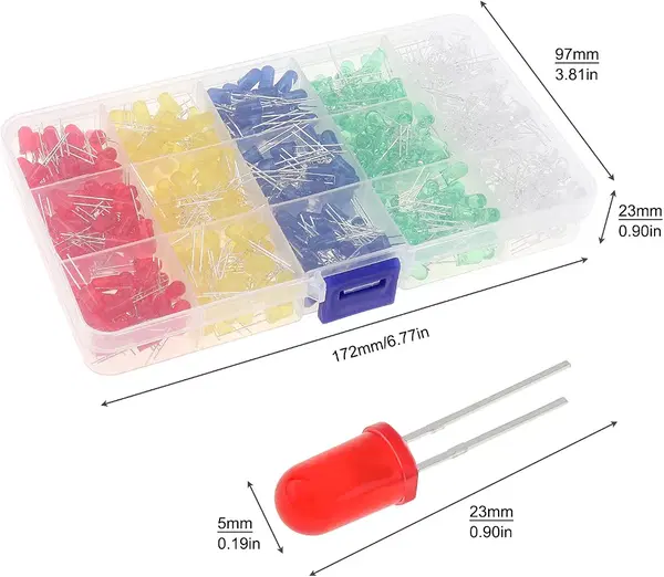 500pcs 5mm LED Light Emitting Diodes, DIY PCB Circuit LED Lamps Image 1 Preview