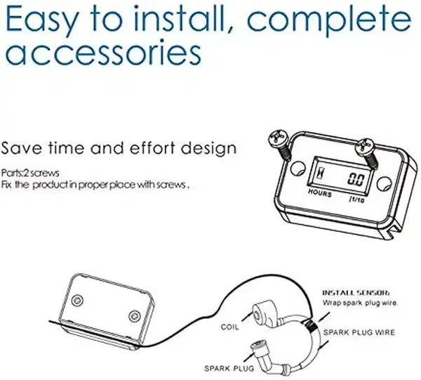 عداد ساعة حثي، مقياس ساعة رقمي فلور 88 مقاوم للماء بشاشة LCD، مقياس سرعة الدوران، مقياس سرعة الدوران، للدراجات النارية البحرية، ايه تي في، قوارب الثلج، التزلج، الدراجة الترابية، جزازة العشب، مولد محرك Image 6 Preview