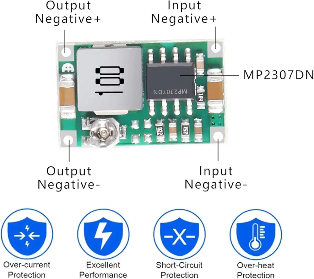 Mini 360 3A DC Power Regulator 4.75V-23V to 1V-17V Adjustable Power Supply Unit for RC Airplanes Preview Image