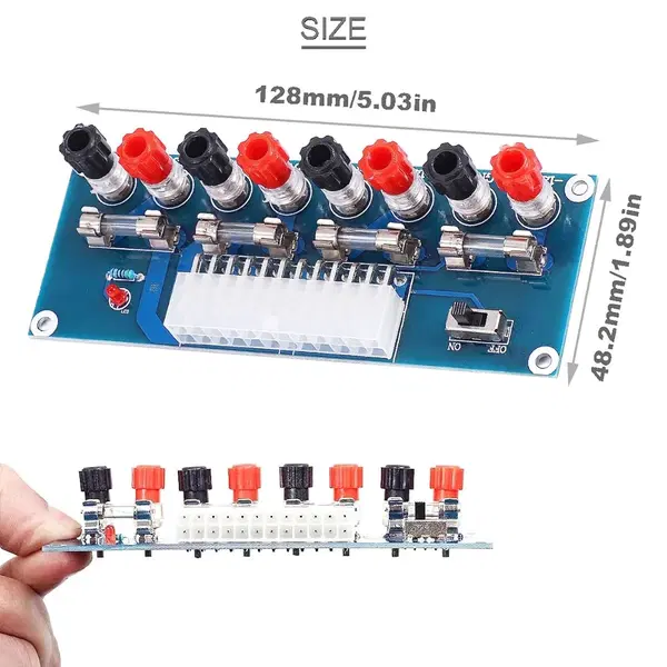 لوحة نقل ايه تي اكس XH-M229 من دكاردو، وحدة امداد طاقة للكمبيوتر المكتبي 3.3 فولت 5 فولت 12 فولت طرف خرج دقيق 24 دبوس مع فيوز 20 امبير USB / تيار مستمر كيبل انثى بمشبك تمساح Image 1 Preview