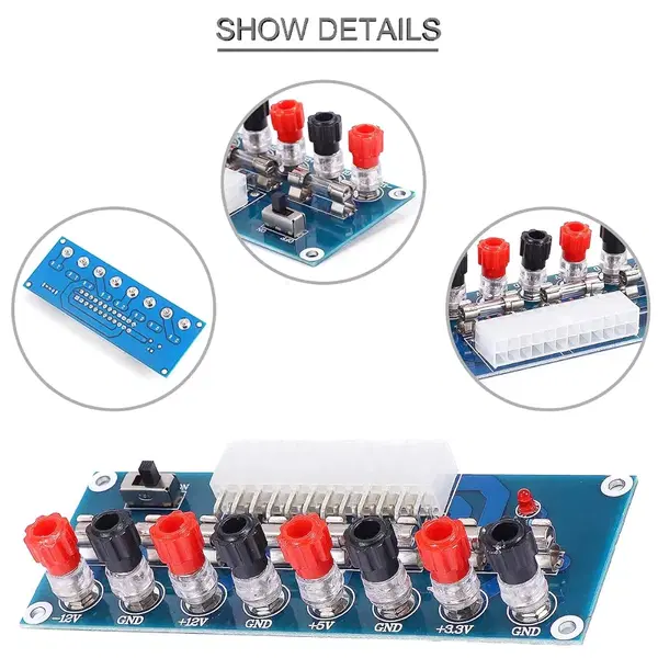 لوحة نقل ايه تي اكس XH-M229 من دكاردو، وحدة امداد طاقة للكمبيوتر المكتبي 3.3 فولت 5 فولت 12 فولت طرف خرج دقيق 24 دبوس مع فيوز 20 امبير USB / تيار مستمر كيبل انثى بمشبك تمساح Image 2 Preview