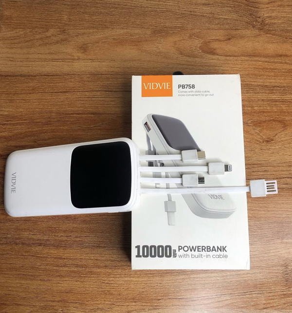  باور بانك يحتوي على 4 كبلات مدمجة مع أطراف توصيل - USB 10000mAh اصلي بشاشة ديجيتال Image 2 Preview