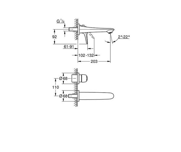  19571003 خلاط حوض 2 فتحة يوروستايل كروم جروهيGrohe Image 2 Preview