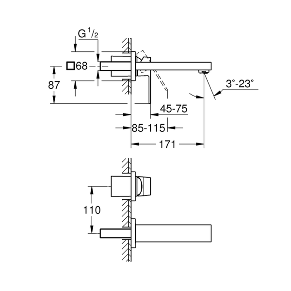 19895000خلاط حوض 2 فتحة جروهي يوروكيوب كرومGrohe  Image 2 Preview