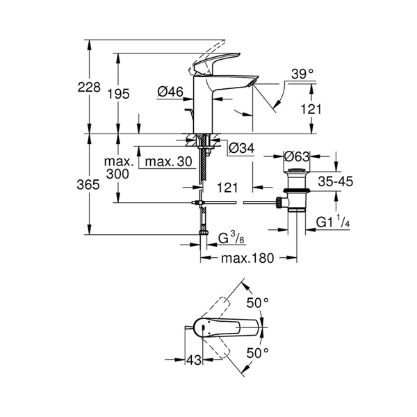 233222433خلاط حوض جروهي يوروسمارت أسود مطفيGrohe  Image 3 Preview