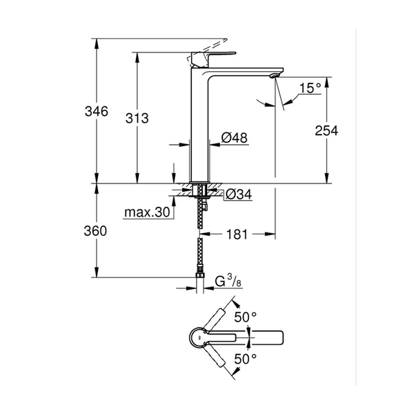 23405001خلاط حوض عالي جروهي لينير كرومGrohe Image 2 Preview