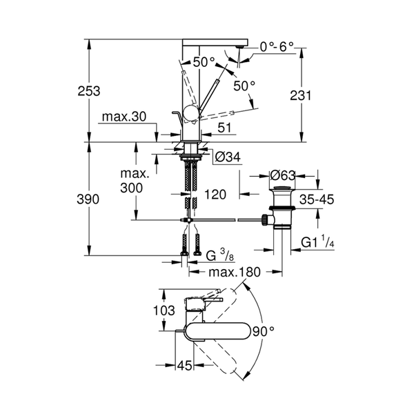 23851003خلاط حوض عالي جروهي بلس كرومGrohe  Image 2 Preview