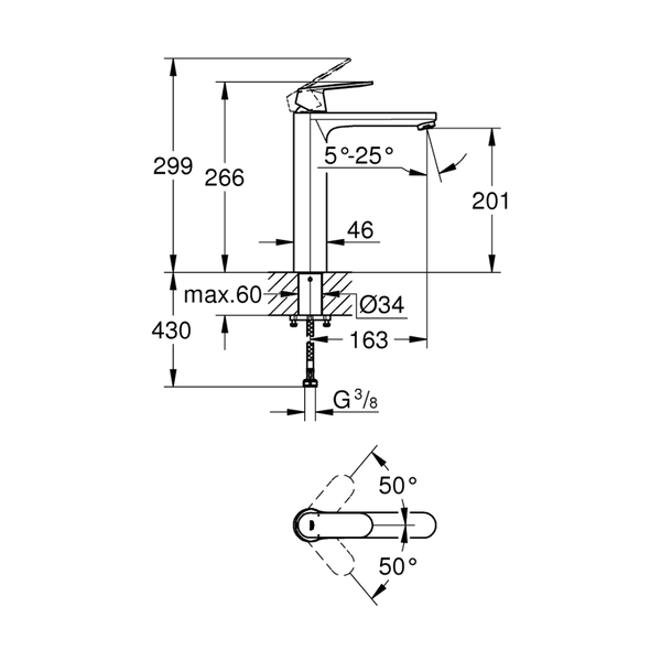 23921000خلاط حوض عالي جروهي يوروسمارت كوزموبوليتان كرومGrohe  Image 2 Preview