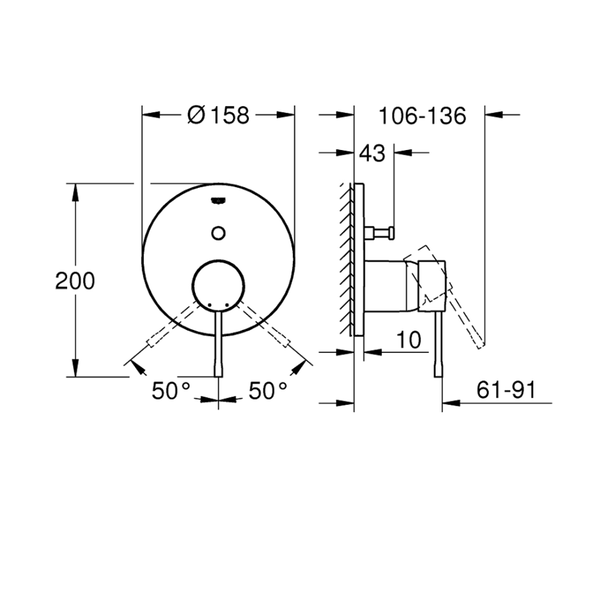 24167KF1وش خلاط دفن بمحول جروهي ايسنس أسود مطفيGrohe  Image 2 Preview