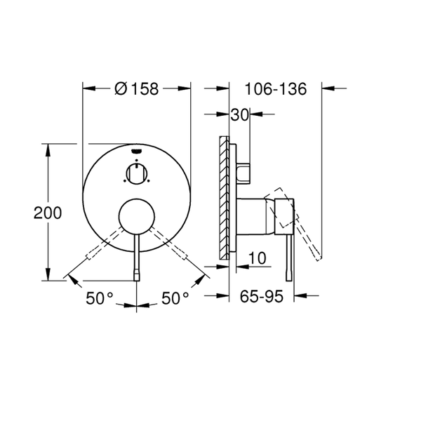 24169001وش خلاط دفن بمحول ثلاثي جروهي ايسنس كرومGrohe  Image 2 Preview