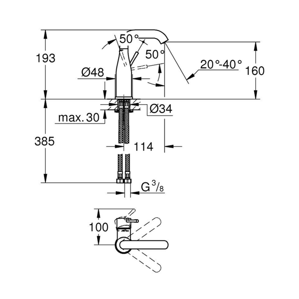 24176KF1خلاط حوض جروهي ايسنس اسود مطفي Grohe Image 2 Preview
