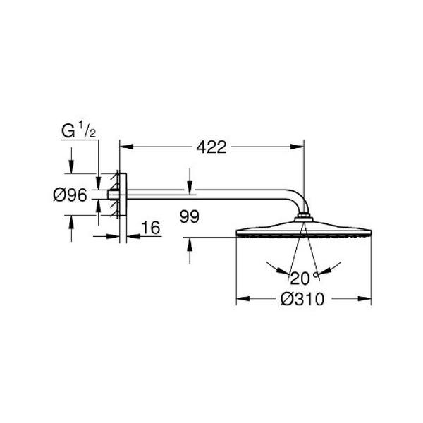 26558000طاسة دش 31 سم بالمخرج رين جروهى شاور مونو كرومGrohe Image 2 Preview