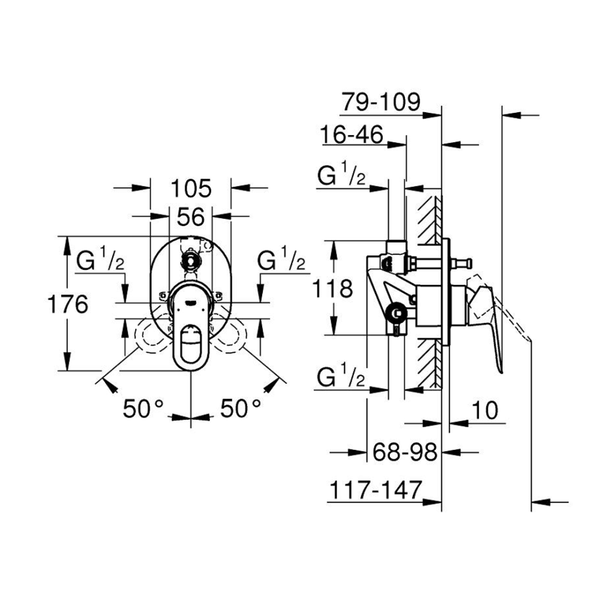29041000خلاط دفن بجسم الدفن جروهي باو لوب كرومGrohe Image 2 Preview