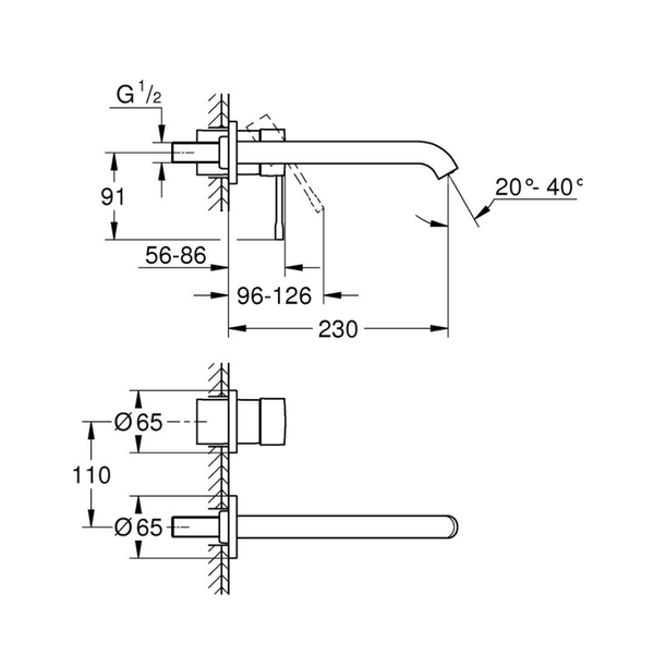 29193001خلاط حوض 2 فتحة قنطره 230 مم جروهي ايسنس كرومGrohe  Image 2 Preview