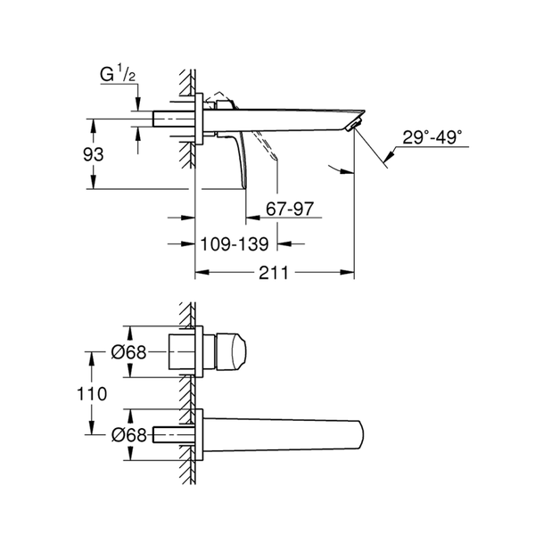 293382433خلاط حوض 2 فتحة جروهي يوروسمارت اسود Grohe Image 2 Preview