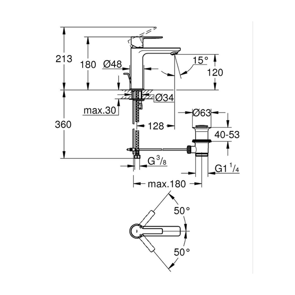32114001خلاط حوض جروهي لينير كروم Grohe Image 2 Preview