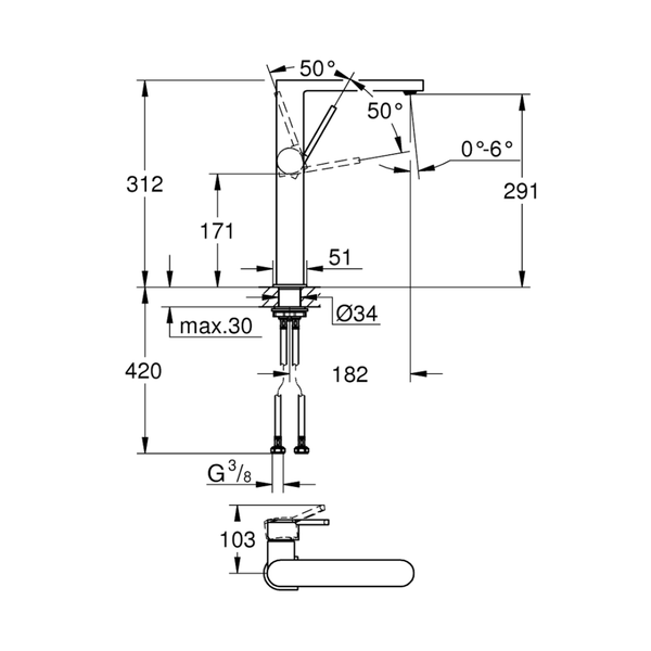 32618003خلاط حوض عالي جروهي بلس كرومGrohe Image 2 Preview