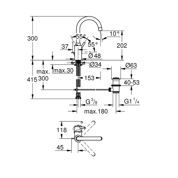 32629002خلاط حوض جروهي كونشيتو كروم Grohe Image 2 Preview