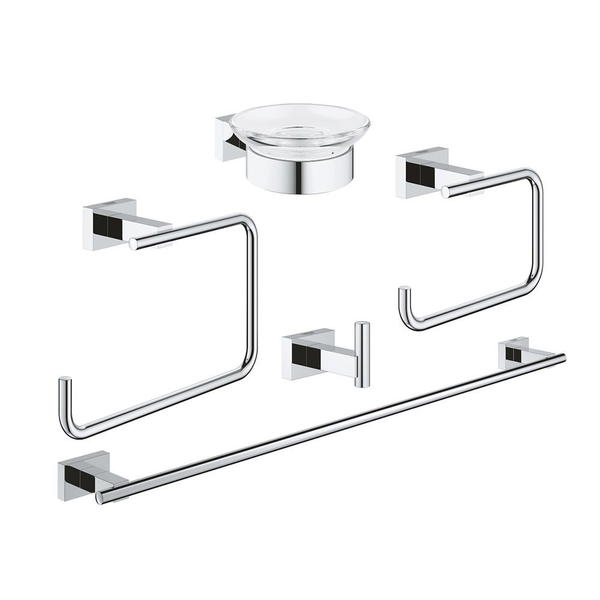 40758001طقم اكسسوارات حمام ايسنشيال كيوب ماستر كروم جروهيGrohe  Image 1 Preview