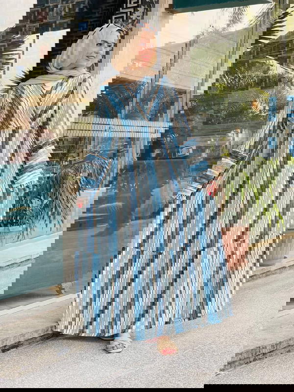 دريس كتان مقلم مثالي في الصيف Image 3 Preview