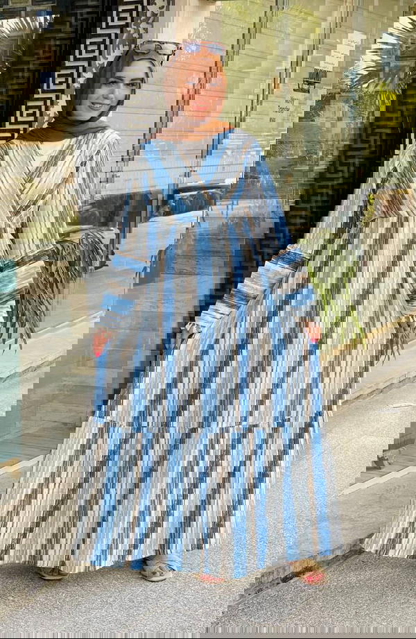 دريس كتان مقلم مثالي في الصيف Image 5 Preview