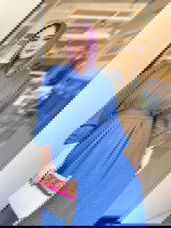 دريس كتان مقلم ساده A Image 3 Preview