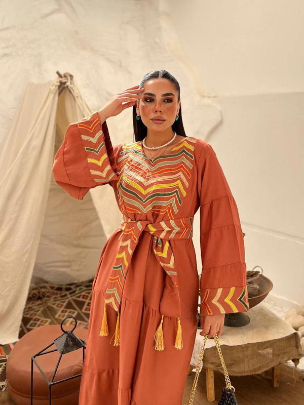 قفطان كتان تطريز  Image 10 Preview