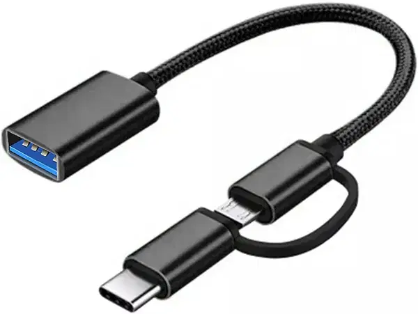 كابل محول او تي جي 2 في 1 USB إلى مايكرو + نوع C للموبايلات Image 1 Preview