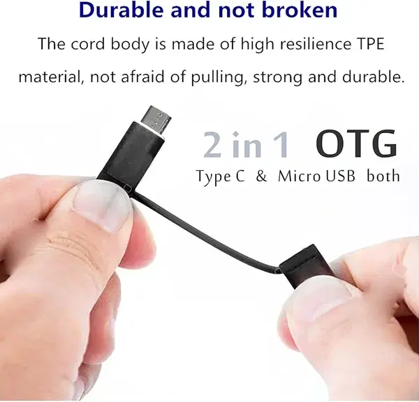 كابل محول او تي جي 2 في 1 USB إلى مايكرو + نوع C للموبايلات Image 2 Preview