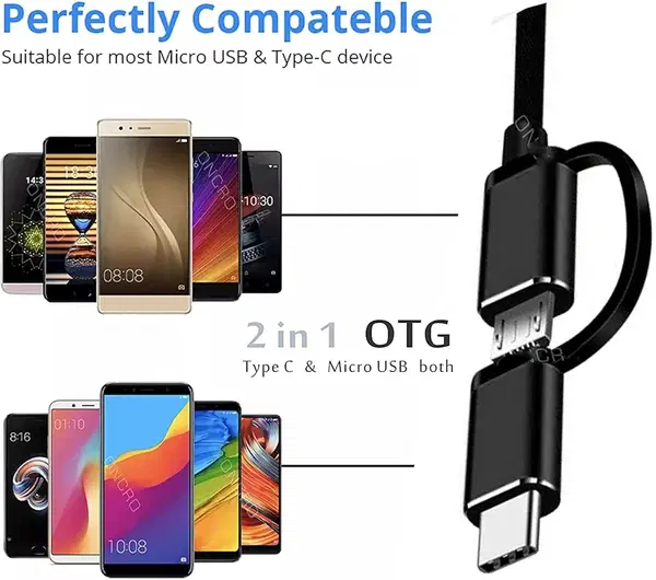 كابل محول او تي جي 2 في 1 USB إلى مايكرو + نوع C للموبايلات Image 5 Preview