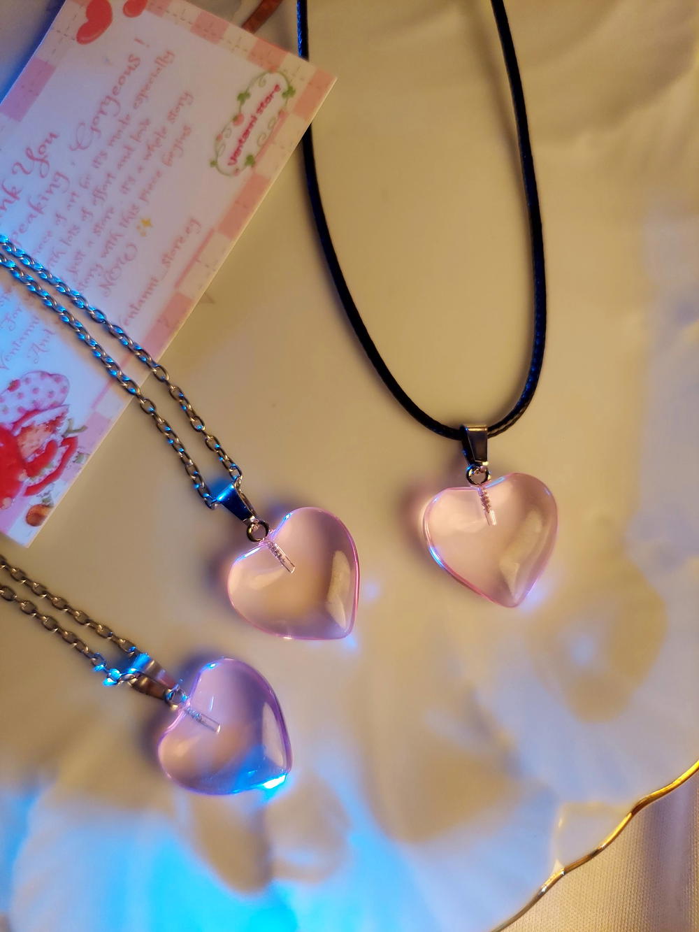pink Heart necklace سلسلة عادية مش جلد Preview Image