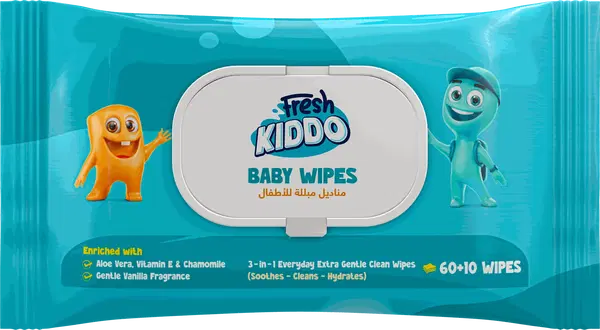 Fresh Kiddo Baby Wipes 60+10 Wipes Image 1 Preview