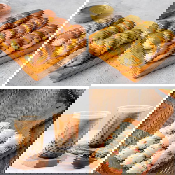 شير بوكس ميني بانكيك ٣٠ قطعه مع اختيار ٣ صوصات مع ٢ مشروب بوبا Image 1 Preview