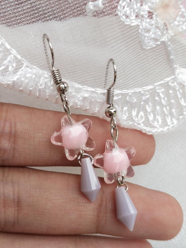 Pink star earrings  Image 3 Preview