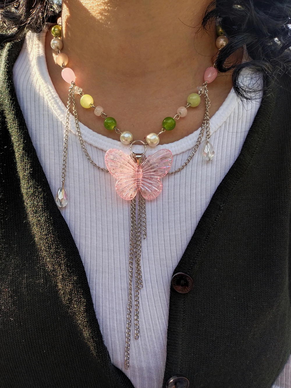 Pink butterfly necklace  Preview Image