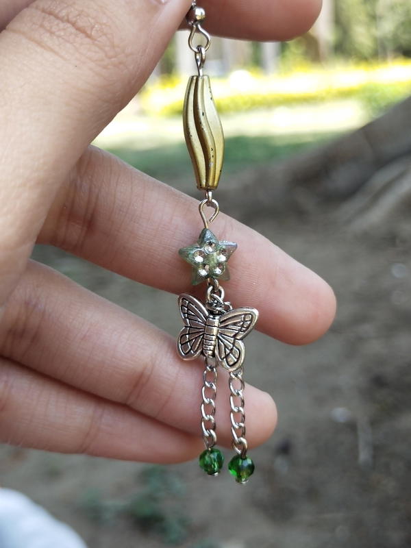 Green butterfly earrings  Image 2 Preview