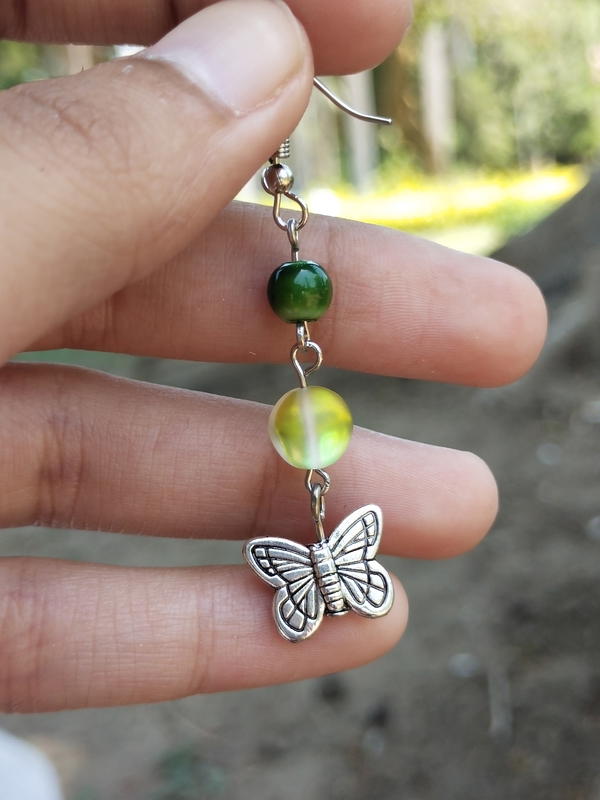Green butterfly earrings 2 Image 4 Preview