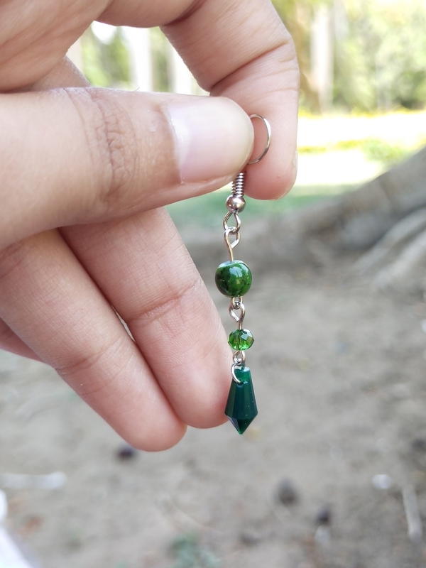 Green crystal earrings  Image 2 Preview