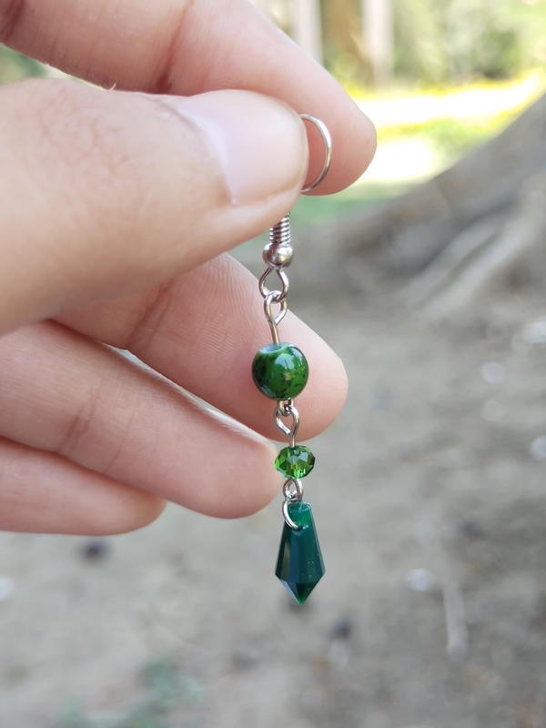 Green crystal earrings  Image 3 Preview
