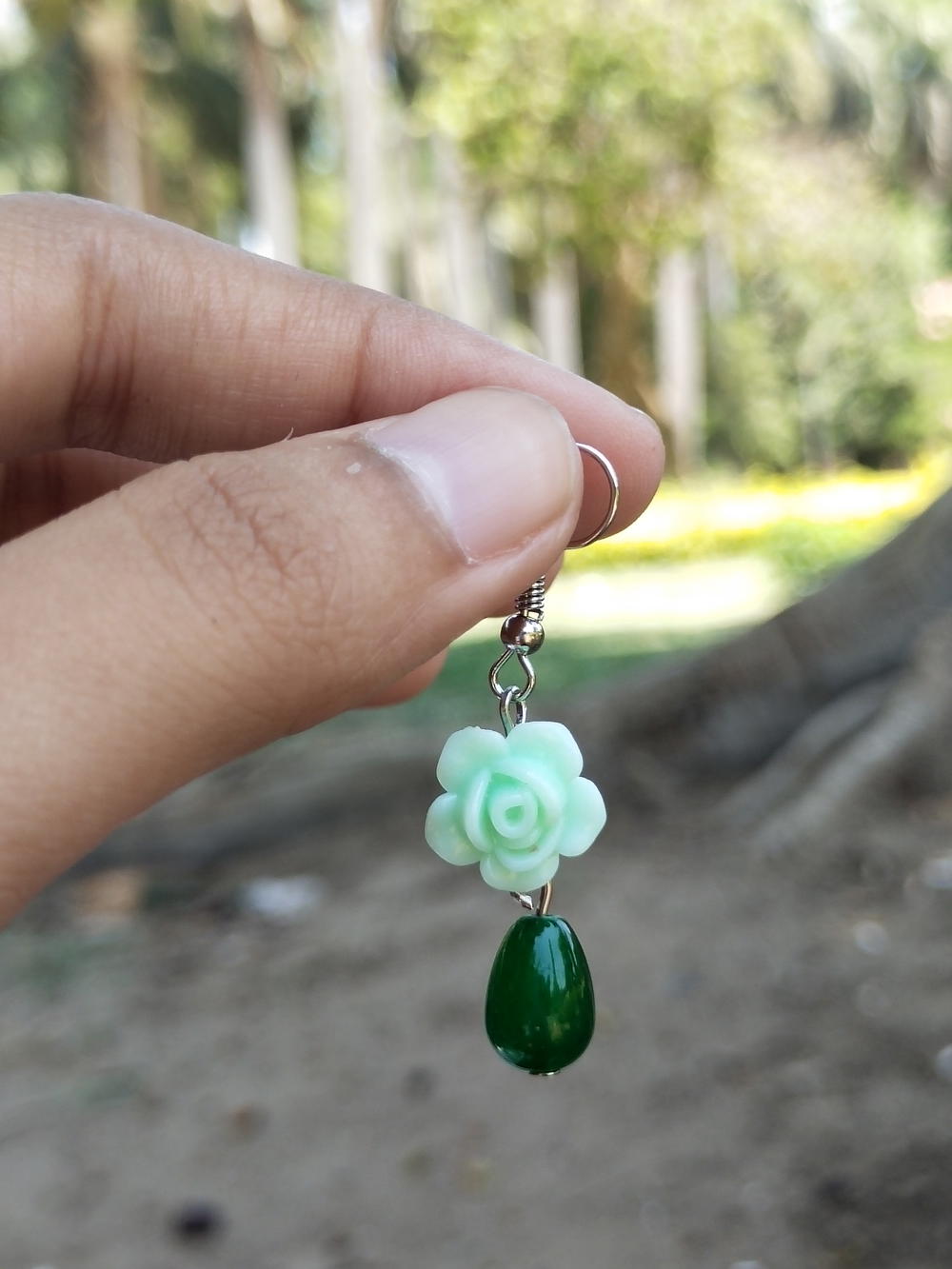 Green flower earrings  Preview Image