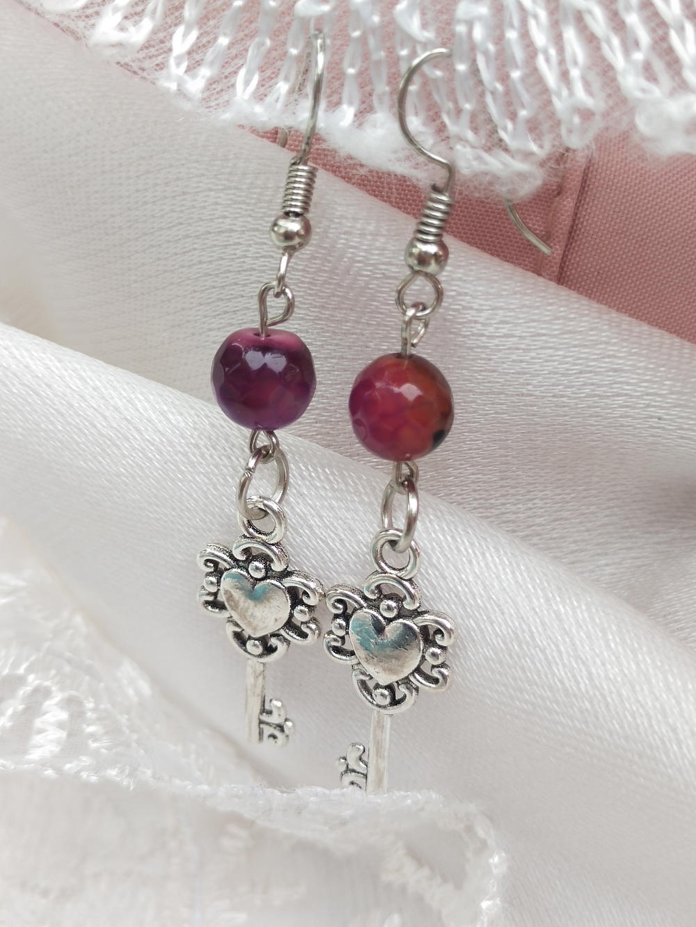 Purple key earrings 1 Preview Image