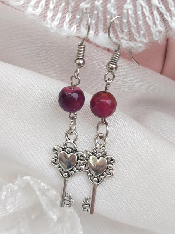 Purple key earrings 1 Image 3 Preview