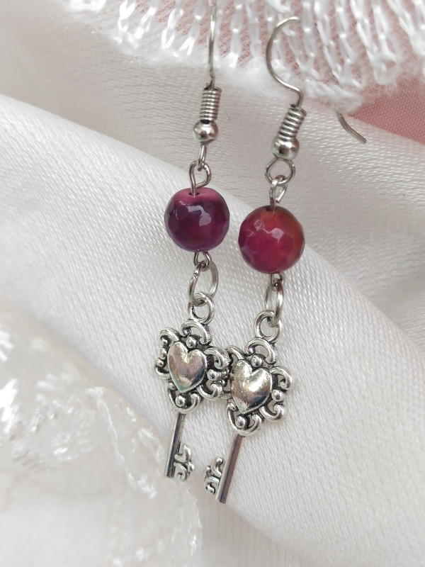 Purple key earrings 1 Image 5 Preview