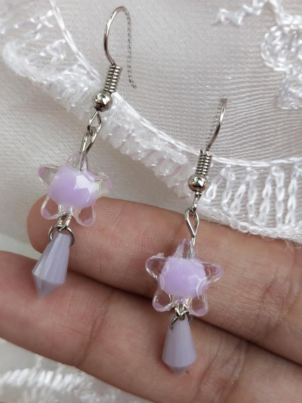 Purple star earrings 2 Image 5 Preview