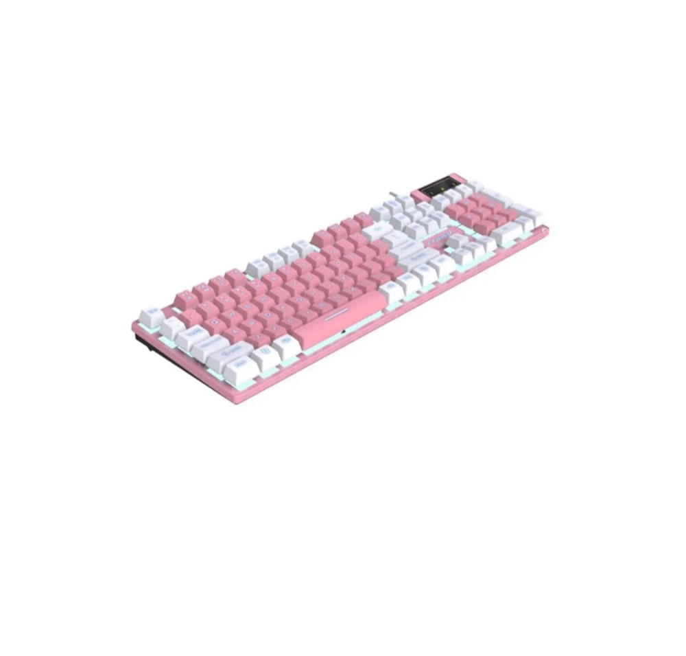 FV-Q8 Wired Gaming Keyboard EsportsLight-Emitting Office Desktop Laptop WiredFilm Wired Keyboard (FV-Q1 White - Pink) Preview Image
