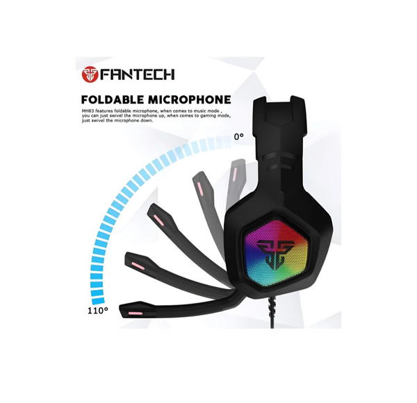 Fantech OMNI MH83 Gaming Headsetwith RGB Lighting & 50mm Driver -Noise-Canceling Microphone - Foldable,Multi-Platform Compatibility - Black Image 4 Preview