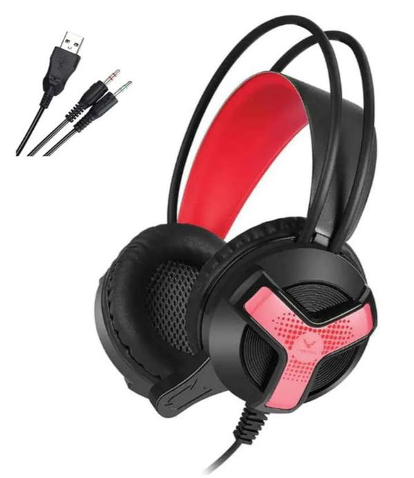 GH31 Gaming Headset, 7.1 Surround Sound Headset withMicrophone, For Games, PC Headphones, Heavy Bass,Telescopic, Noise Isolation, Wired, FPS Compatible, LED Light,Black Red Image 1 Preview