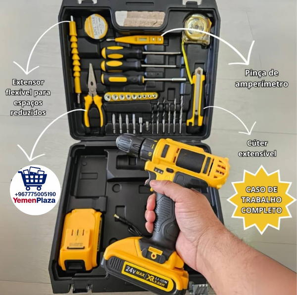 دريل ماركة DUNLANDI العالمية 35 قطعة متكاملةخيار مثالي للمهندسين، النجارين، والحرفيين مع بطاريتين 24 فولت وشاحن وحقيبة عملية Image 2 Preview